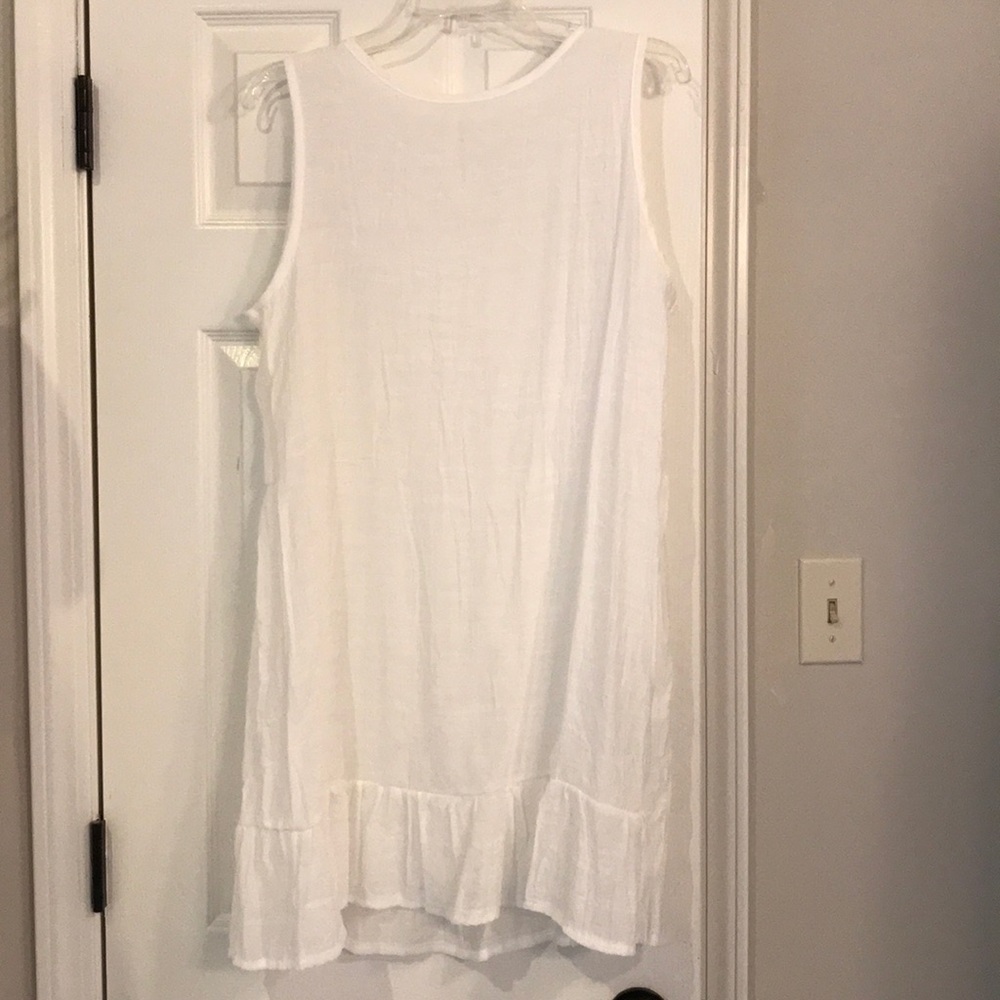 Sleeveless cotton/poly dress - White